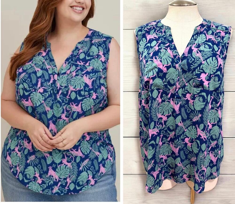 Torrid 1 (1X 14/16) Disney Jungle Book‎ Movie HiLo Hem Georgette Harper Tank Top